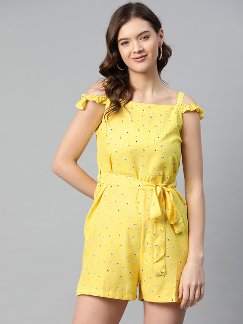 

SIRIKIT Yellow & White Printed Playsuit