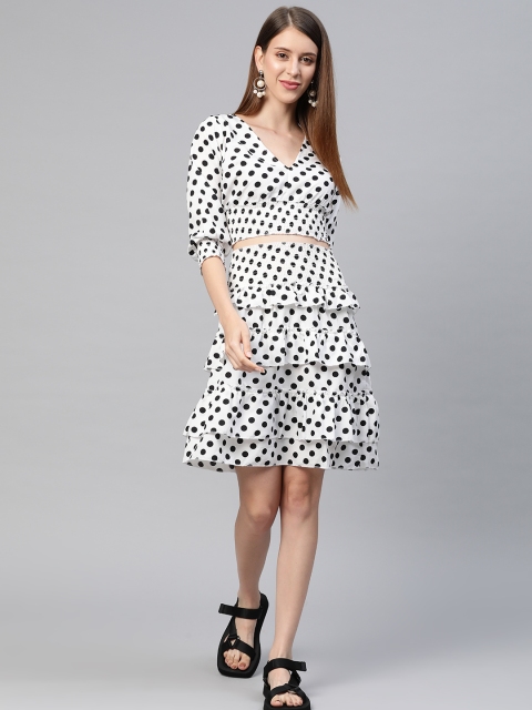 

SIRIKIT Women White & Black Printed Top with Skirt
