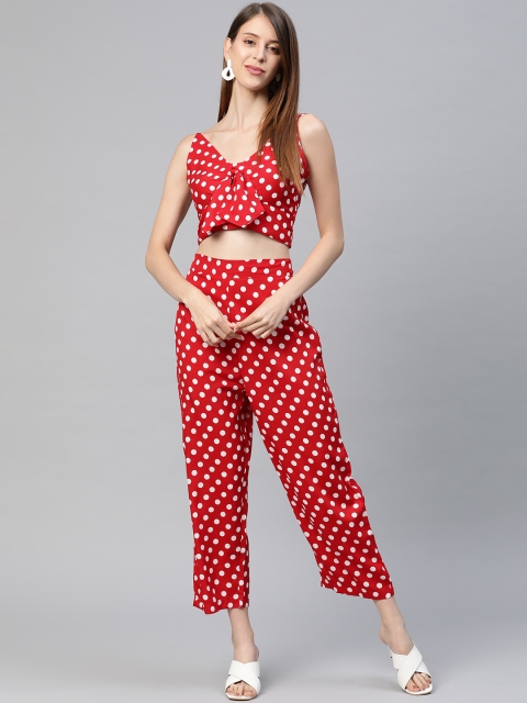 

SIRIKIT Women Red & White Printed Top with Trousers