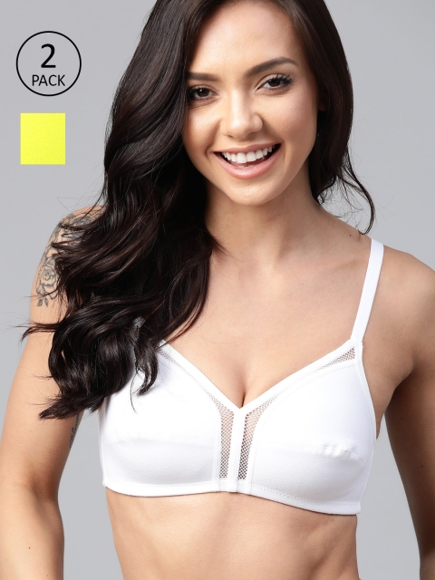 

Mast & Harbour Pack of 2 Everyday Bras Medium Coverage Non-Padded PM-MH-FG-01, Lime green