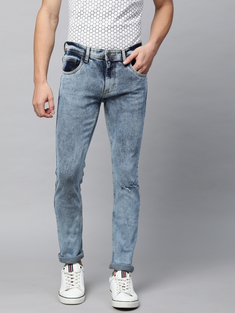 

abof Men Blue Slim Fit Heavy Fade Acid Wash Stretchable Jeans
