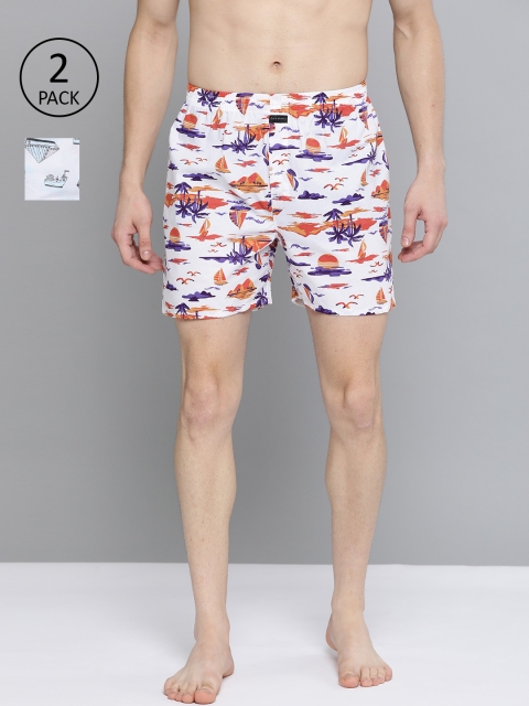 

Mast & Harbour Men Pack of 2 Printed Boxers MNH-KEN-MBOX- PRINT-02YP, White