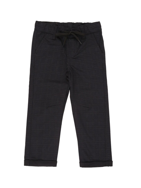 

Ed-a-Mamma Boys Black Checked Cotton Sustainable Regular Trousers