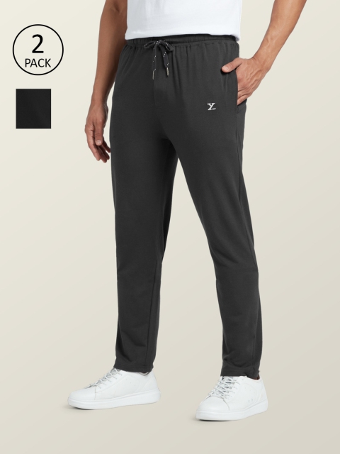 

XYXX Men Pack Of 2 Grey Antimicrobial Cotton Modal Lounge Pant with Zipper Pocket, Black