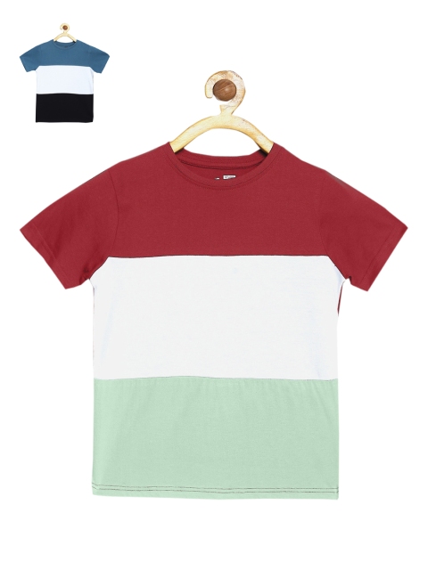 

DILLINGER Boys Pack Of 2 Colourblocked Cotton Tshirts, Maroon