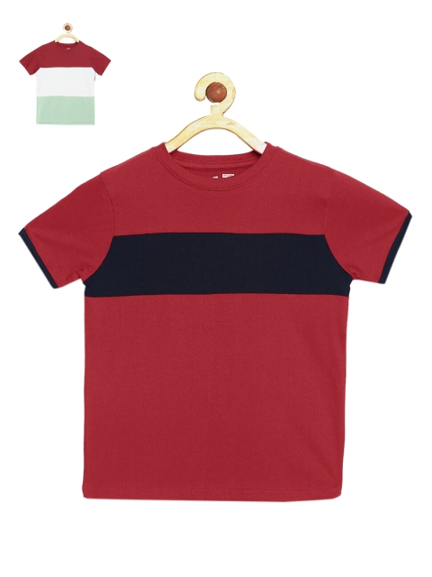 

DILLINGER Boys Maroon Pack of 2 Pure Cotton T-shirt