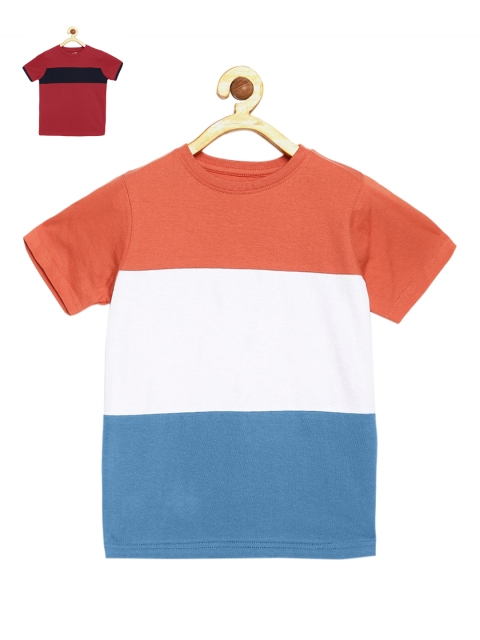 

DILLINGER Boys Coral Maroon Pack of 2 Pure Cotton T-shirt