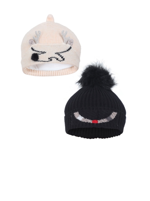 

FabSeasons Boys Black & Beige Pack of 2 Beanie