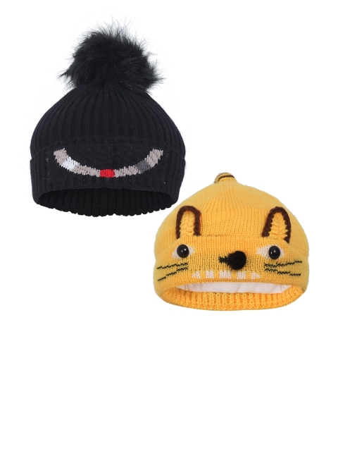 

FabSeasons Boys Pack of 2 Yellow & Black Printed Beanie