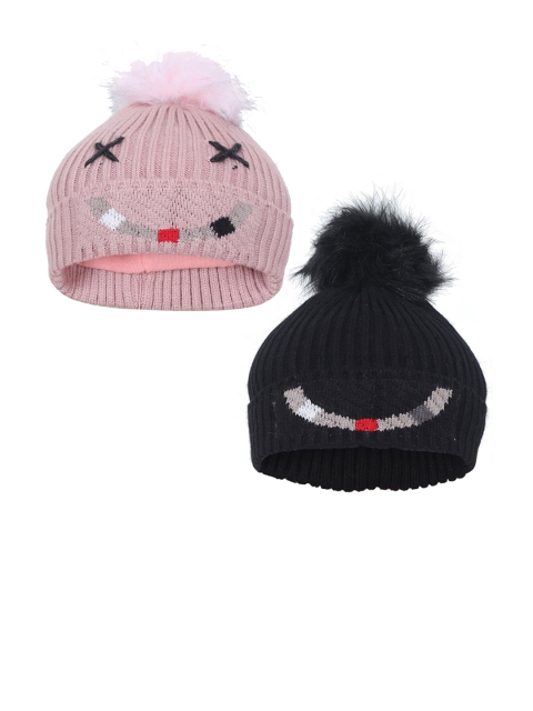 

FabSeasons Boys Black Pack of 2 Acrylic Beanie