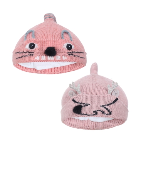 

FabSeasons Girls Pack Of 2 Beanie, Peach