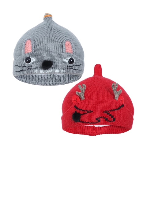 

FabSeasons Boys Red & Black Embroidered Beanie