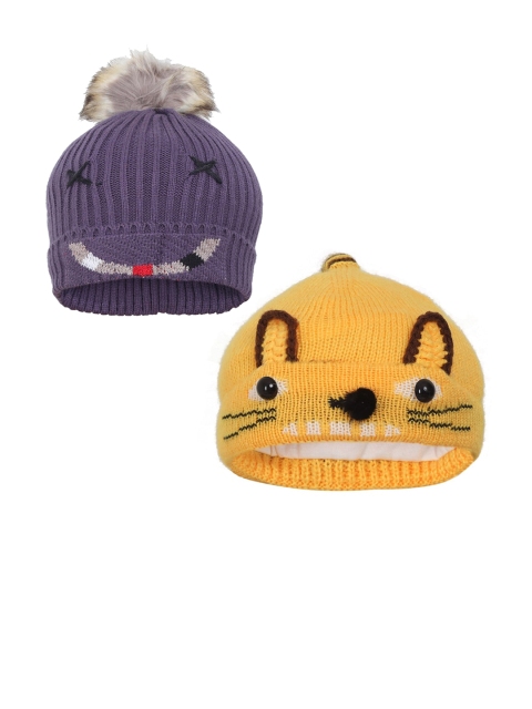 

FabSeasons Boys Yellow Pack of 2 Self Design Acrylic Beanie