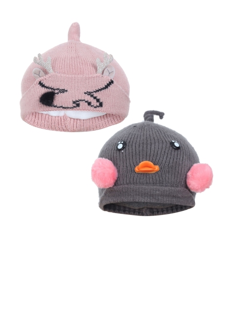 

FabSeasons Girls Pack Of 2 Beanie, Peach