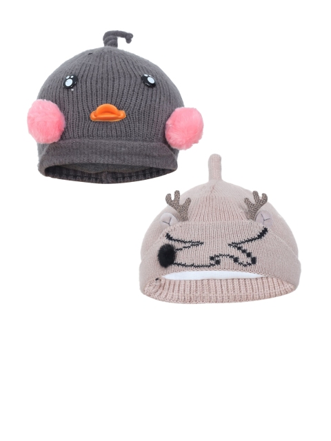 

FabSeasons Boys Grey & Beige Pack of 2 Beanie