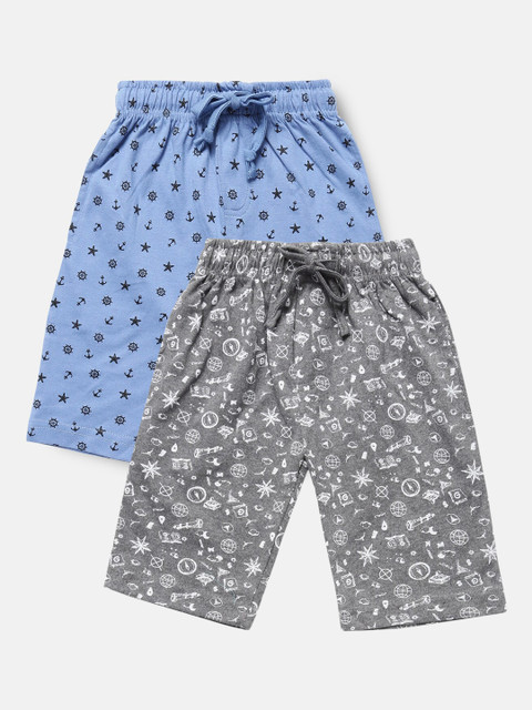

Urban Dog Boys Blue & Grey Pack of 2 Printed Shorts