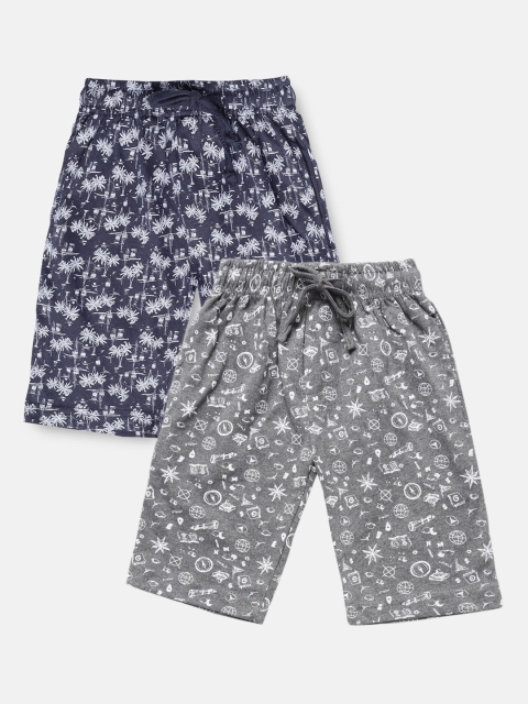 

Urban Dog Boys Navy Blue & Grey Pack of 2 Printed Shorts