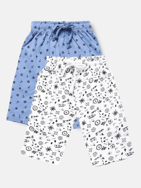

Urban Dog Boys Pack Of 2 Blue & White Cotton Shorts
