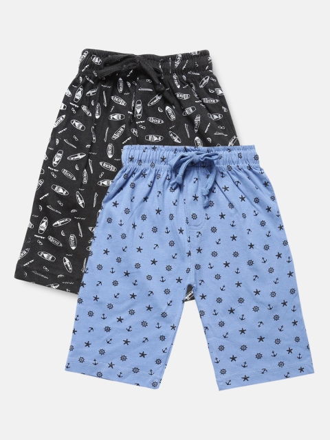 

Urban Dog Boys Pack Of 2 Blue & Black Cotton Shorts