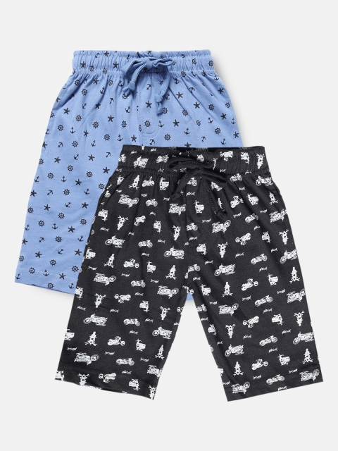 

Urban Dog Boys Black & Blue Conversational Printed Set of 2 Mid-Rise Regular Shorts