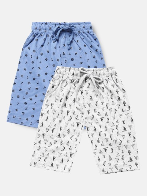 

Urban Dog Boys Pack Of 2 Blue & White Cotton Shorts