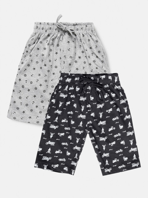 

Urban Dog Boys Black & Grey Melange Pack of 2 Printed Shorts