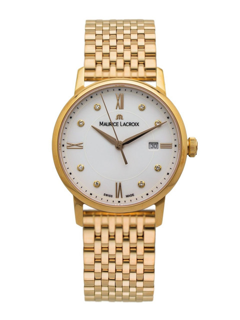 

MAURICE LACROIX Women Embellished Dial & Rose Gold Toned Stainless Steel Bracelet Style Straps Analogue Watch, White