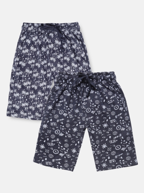 

Urban Dog Boys Pack of 2 Printed Cotton Shorts, Navy blue