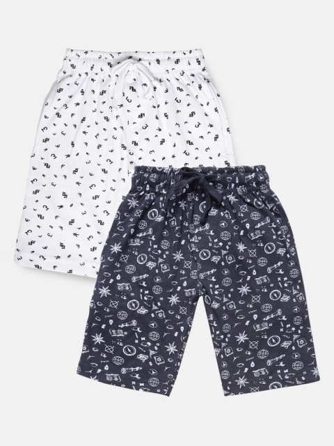 

Urban Dog Boys Navy Blue Printed Mid-Rise Regular Shorts