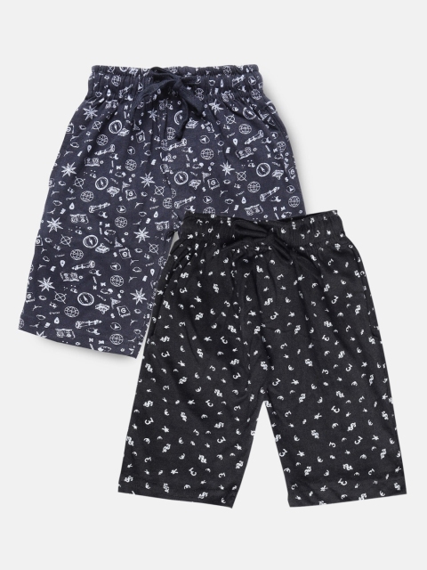 

Urban Dog Boys Pack of 2 Printed Cotton Shorts, Navy blue