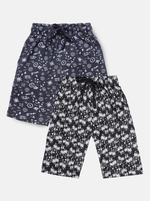 

Urban Dog Boys Navy Blue & Black Pack of 2 Printed Shorts