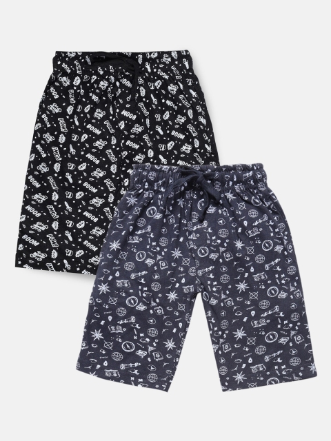 

Urban Dog Boys Navy Blue Printed Mid-Rise Regular Shorts