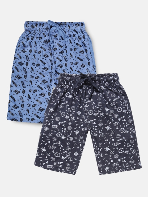 

Urban Dog Boys Navy Blue Printed Mid-Rise Regular Shorts