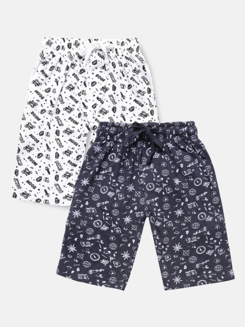 

Urban Dog Boys Pack of 2 Printed Cotton Shorts, Navy blue