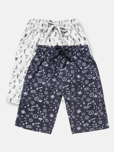 

Urban Dog Boys Navy Blue Printed Mid-Rise Regular Shorts