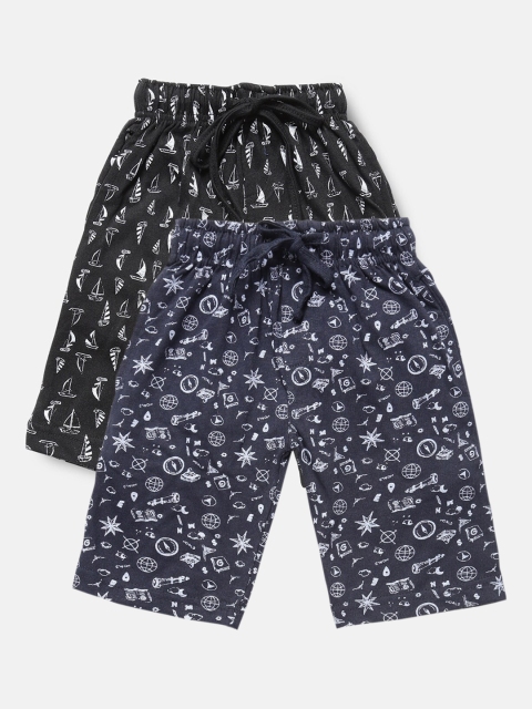 

Urban Dog Boys Navy Blue Pack of 2 Printed Regular Cotton Shorts