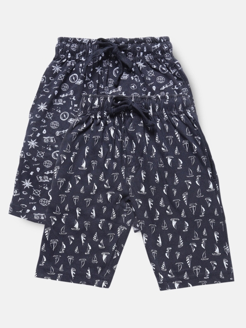 

Urban Dog Boys Navy Blue Conversational Printed Mid-Rise Regular Shorts