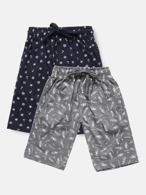 

Urban Dog Boys Grey Conversational Printed Mid-Rise Regular Shorts