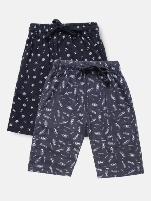 

Urban Dog Boys Navy Blue Conversational Printed Mid-Rise Regular Shorts
