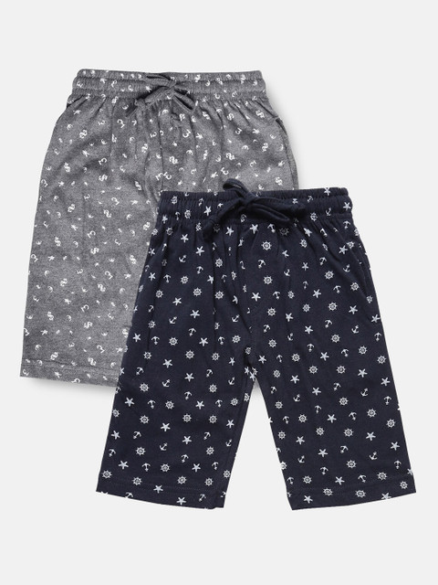 

Urban Dog Boys Pack of 2 Printed Cotton Shorts, Navy blue