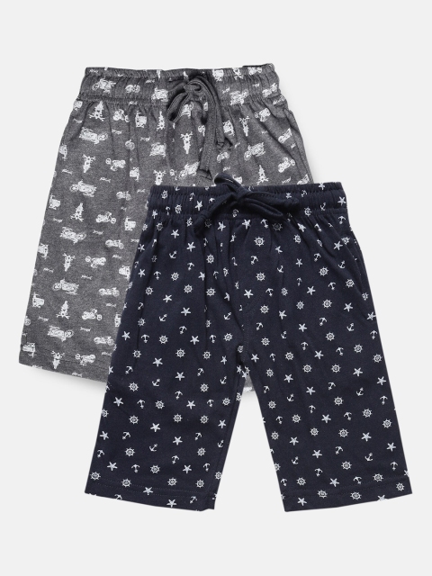 

Urban Dog Boys Pack of 2 Printed Cotton Shorts, Navy blue
