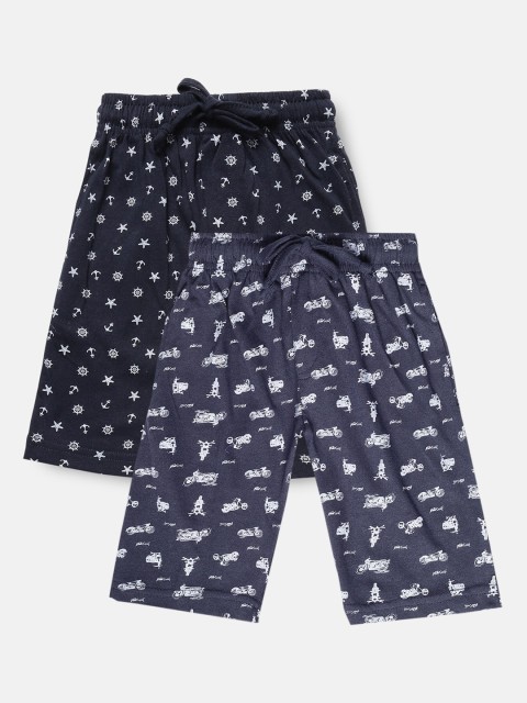 

Urban Dog Boys Pack of 2 Navy Blue Printed Cotton Shorts
