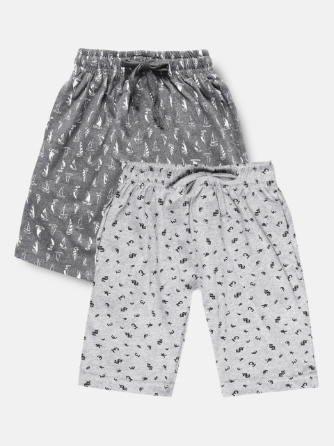 

Urban Dog Boys Pack of 2 Grey Printed Cotton Shorts