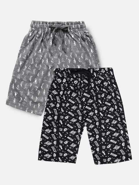

Urban Dog Boys Pack of 2 Printed Cotton Shorts, Black