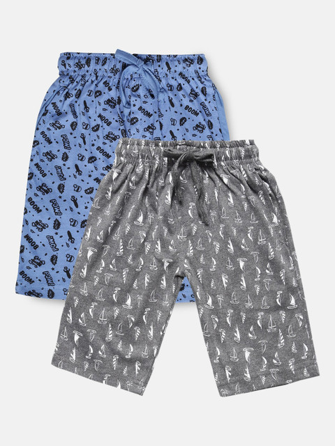 

Urban Dog Boys Pack of 2 Printed Cotton Shorts, Grey