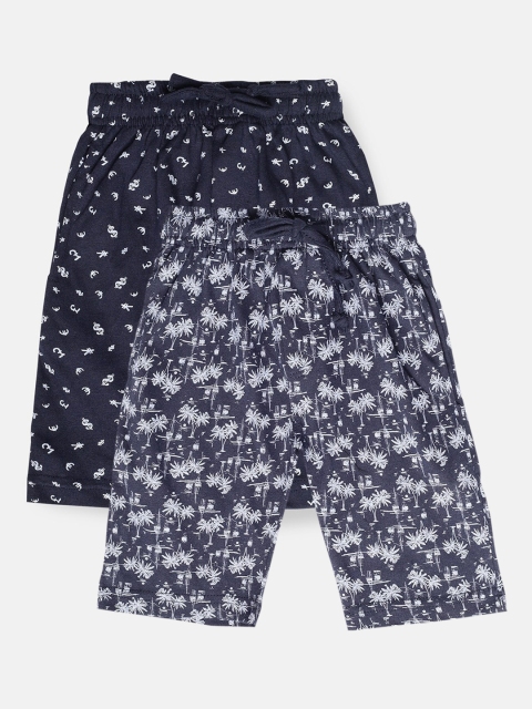 

Urban Dog Boys Pack of 2 Printed Cotton Shorts, Navy blue