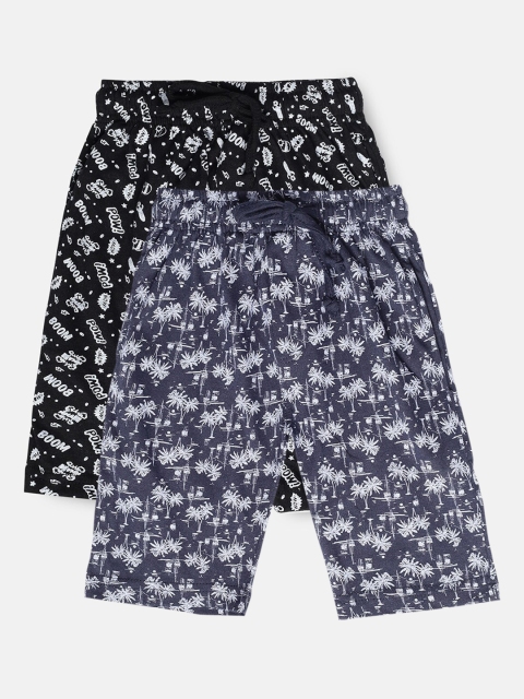 

Urban Dog Boys Pack of 2 Printed Cotton Shorts, Navy blue