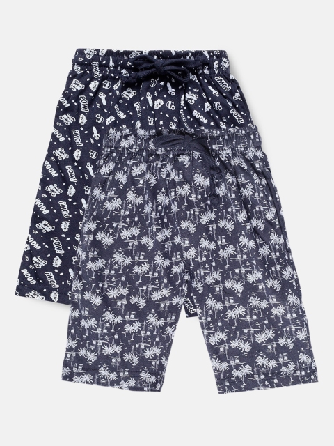 

Urban Dog Boys Pack of 2 Navy Blue Printed Cotton Shorts