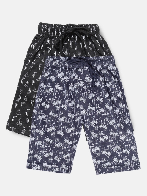 

Urban Dog Boys Pack of 2 Printed Cotton Shorts, Navy blue