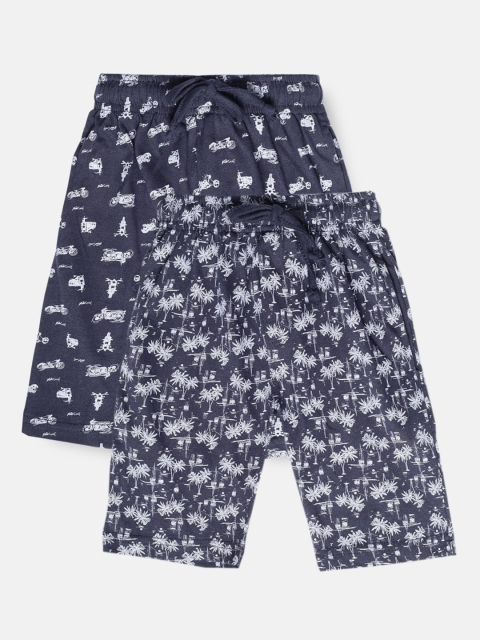 

Urban Dog Boys Pack of 2 Navy Blue Printed Cotton Shorts